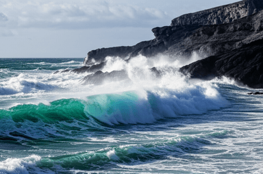 Ocean waves on rocky coastline